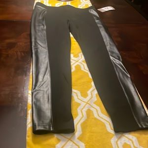 Cabi fake leather and knit leggings black med